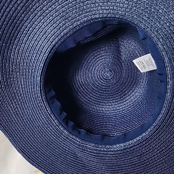Navy Sun Hat With Silver Tone Chain Detail - Picture 6 of 6